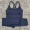 Einfarbiges Fitness-Fitness-Set eng weiches Kreuz Fitness-BH 2pc Kompression hohe Taille Yoga