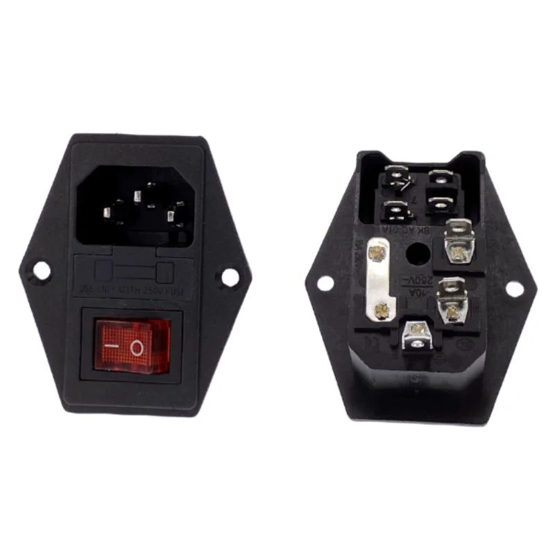 Power Rocker Switch IEC 3 Pin 320 C14 Inlet Steckdosen Schalter Stecker 10A 250V Image