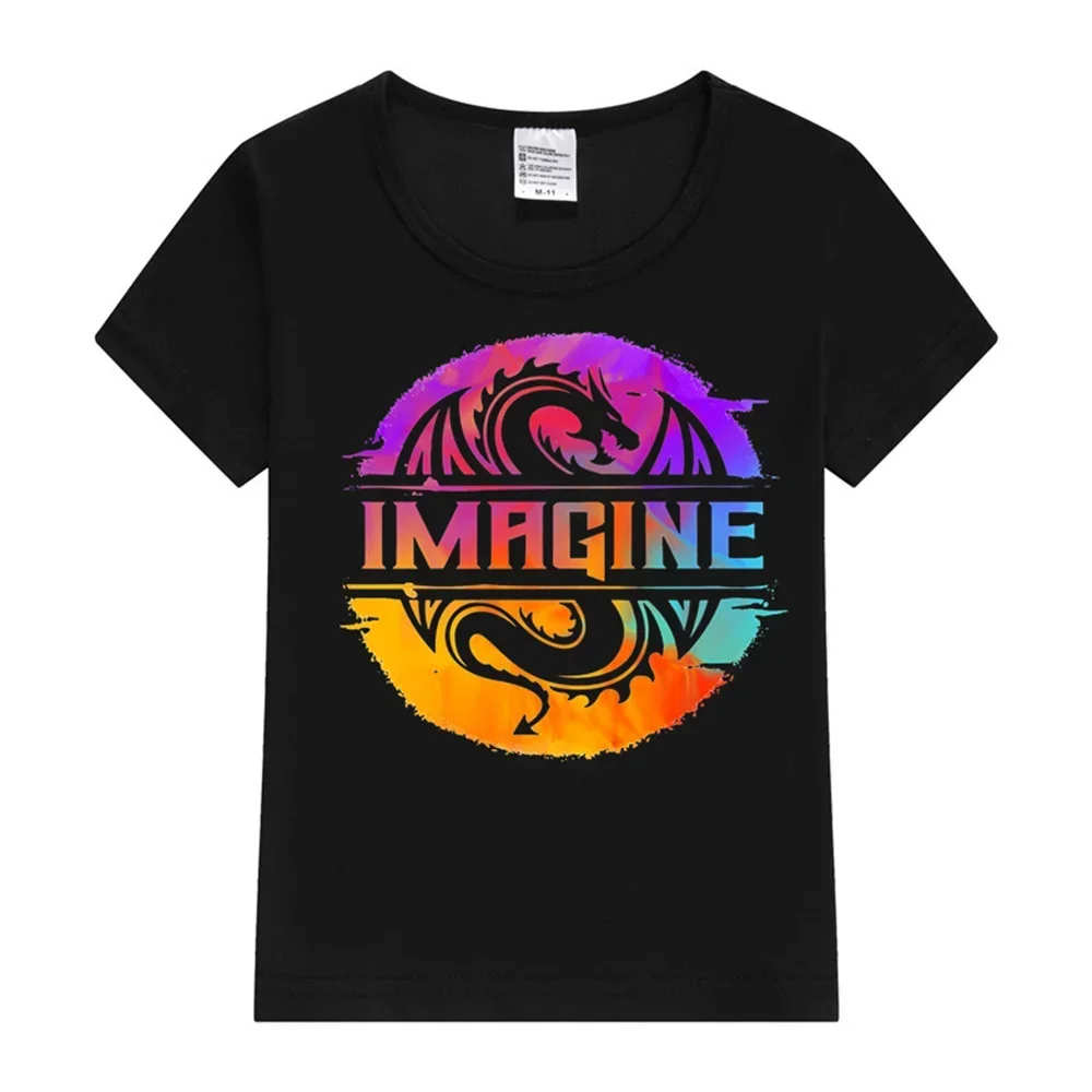 Stellen Sie sich bunte Aquarell Grafik Drachen Kinder T-Shirt 2024 Kinder Sommer Tops Cartoon T-Shirt Baby 3-14t uns Größe Kleidung