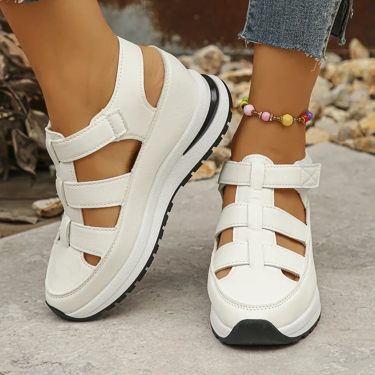 Mode Baotou Hohl Keil Plattform frauen Schuhe Sommer Casual Höhe Zunehmende Sandalen Römische Schuhe Alias De Mujer