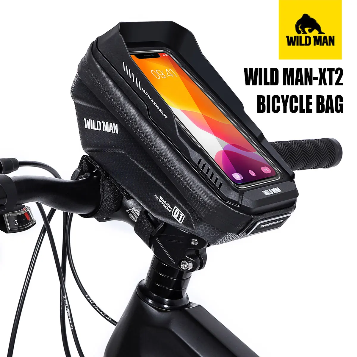 Wilder Mann xt1 Fahrrad Harts chale Lenker Tasche mit Touchscreen Telefon Eva Front Head Bag, Outdoor Front Beam Pack Image