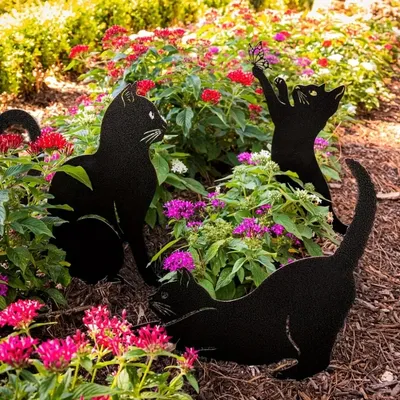 Neue Katze Familie Garten Stakes Dekorative Nette Katze Garten Dekorative Silhouette Tier Outdoor Statuen Für Katze Hof Garten Rasen