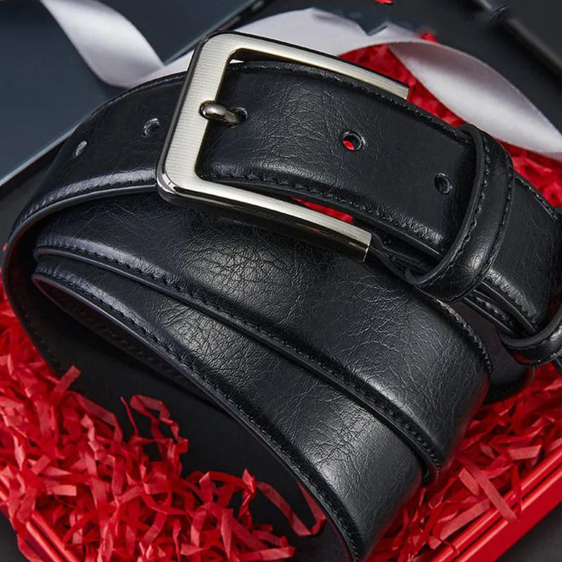 Authentischer Herren gürtel der Luxusmarke aus echtem Leder, modischer Nadel gürtel aus Business-Legierung für Herren Image