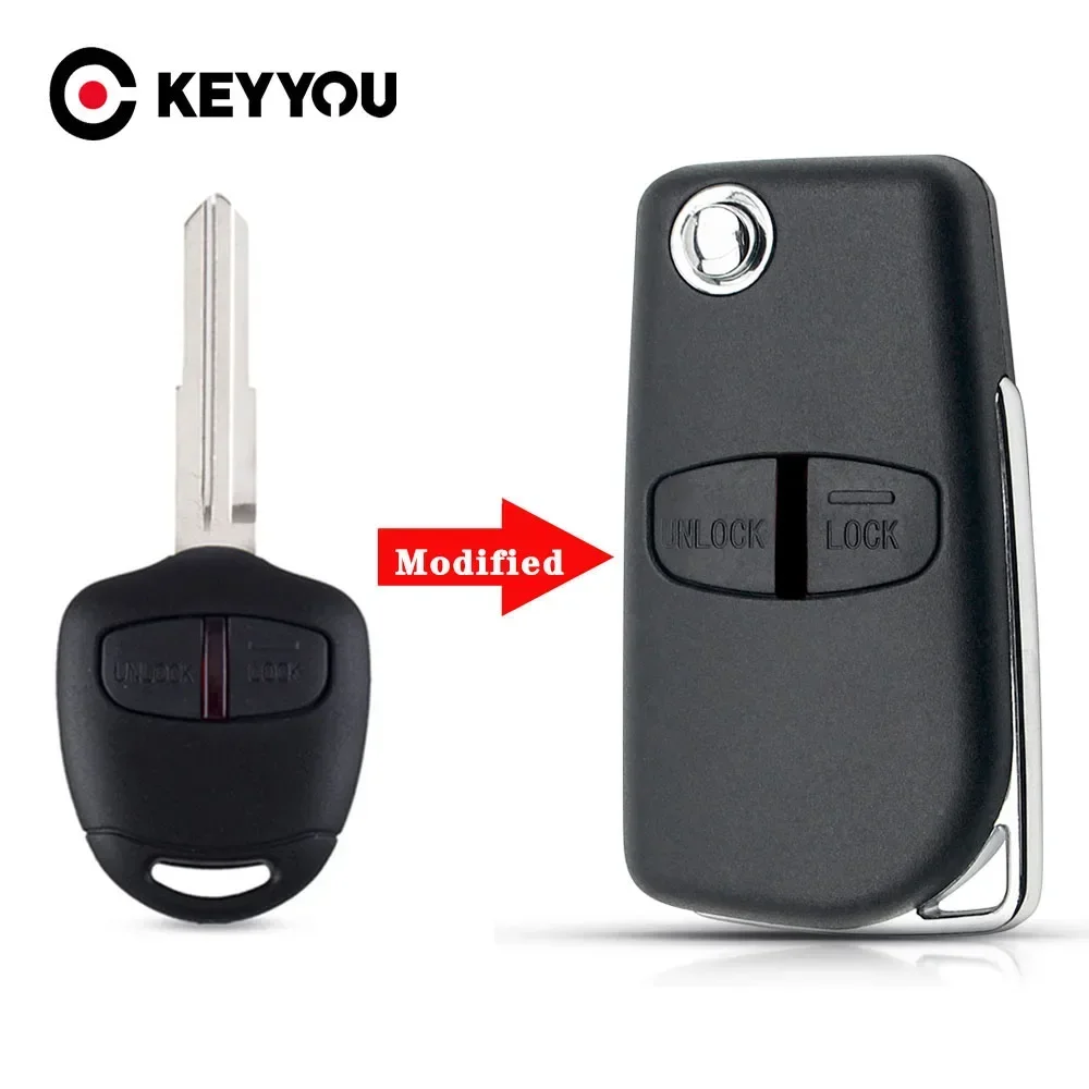 Keyyou 2/3btn original/modifizierte Flip Remote Autos chl üssel Shell Case für Mitsubishi Asx Grandis Outlander Pajero Evolution Lancer Image