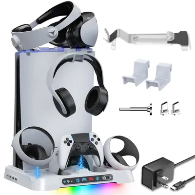 Für PS5 und PS VR2 Controller Ladestation mit AC-Adapter 3-stufiger Lüfter PS5 Kühlstation mit Image