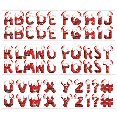 6 Blatt Weihnachts alphabet Aufkleber, 26 Buchstaben selbst klebendes Vinyl Etikett, Brief aufkleber für DIY Bastel karten machen Wohnkultur Image
