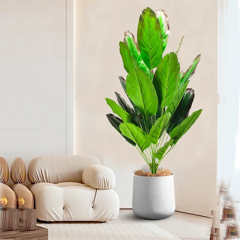 1,2 m 24 Blätter große tropische Palme gefälschte Bananenpflanzen Blätter Real Touch Strelizia Kunststoff Monstera Pflanze für Hausgarten