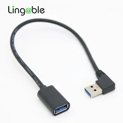 Lingable USB Verlängerung Kabel 2,0 3,0 Männlichen zu Weiblichen Abgewinkelt 90 Grad Extender USB