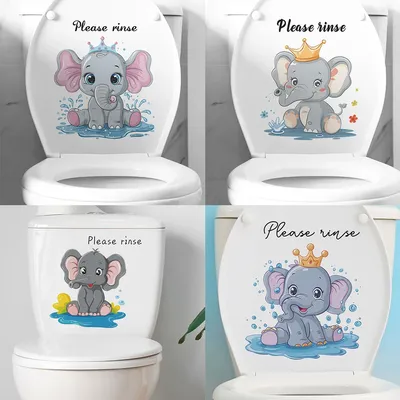 1 stücke Cartoon kleine Elefant Spray Kombination Toiletten paste Bad Bad nach Hause Versch önerung Wanda uf kleber PVC-Material Image