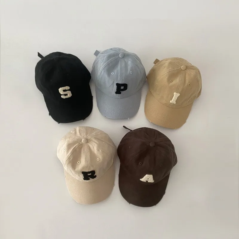 Buchstabe P A R I S bestickte Baseballkappen für Jungen und Mädchen, Herbst, Outdoor, verstellbare Freizeithüte, Sonnenschutzhut Image