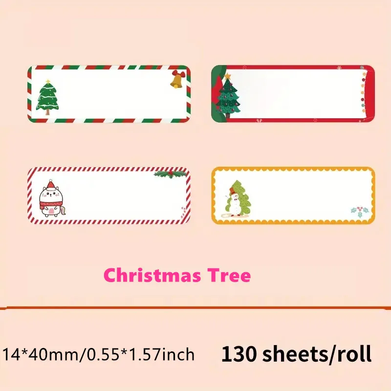 0,57*1,57 Zoll Weihnachtsgeschenk Selbstklebende Etiketten Papier Für Q30 D30 Marklife P12 P15 P11 130 stücke Etiketten Danke Label, Namensschild Image