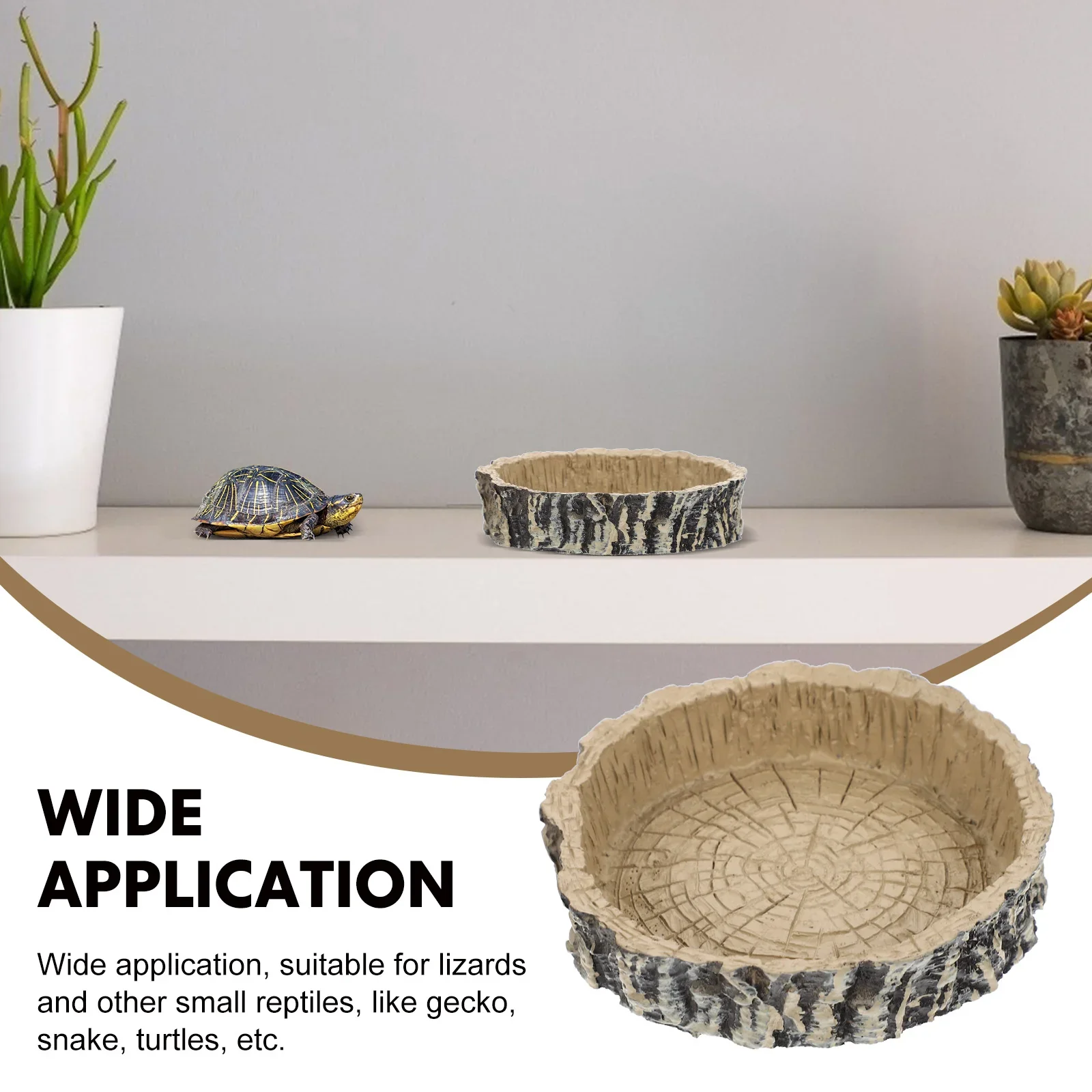 Ein gelber, schildkrötenförmiger Reptilien-Schüssel, Wasserbehälter, Haustier-Wasserablage, Lebensmittel, Terrarium, Becken, Zubehör, Krabbel-Wasserspender für Haustiere