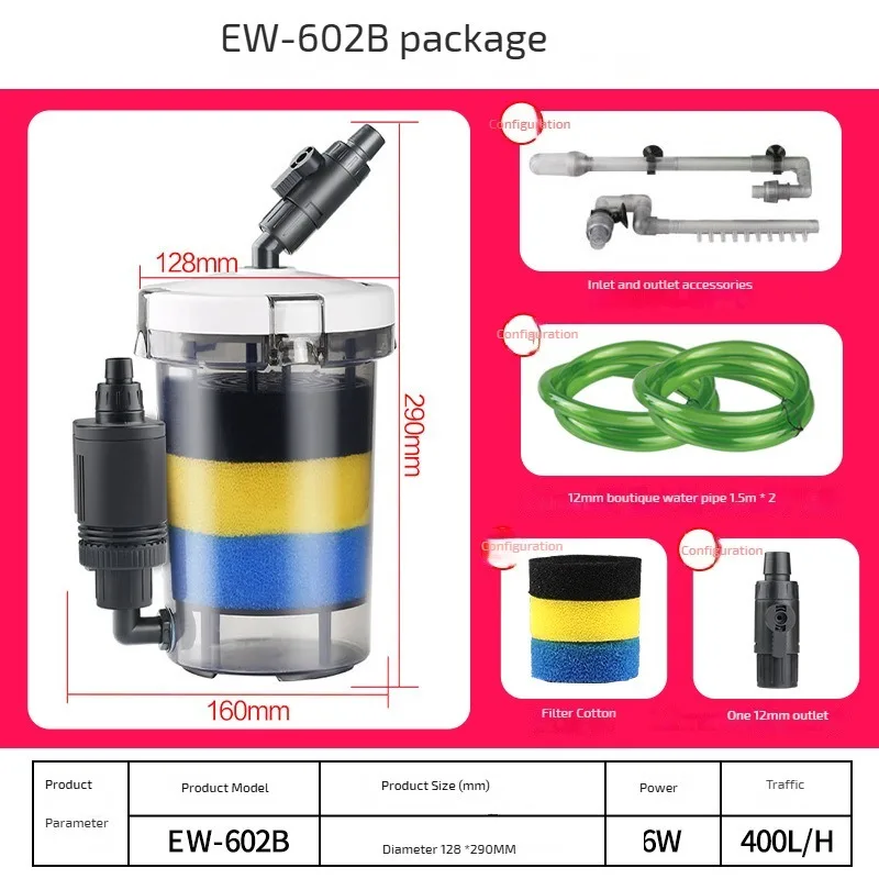 110V 220V SUNSUN Aquariumfilter Ultra-leiser externer Aquariumfiltereimer EW/LW-602/603 Image