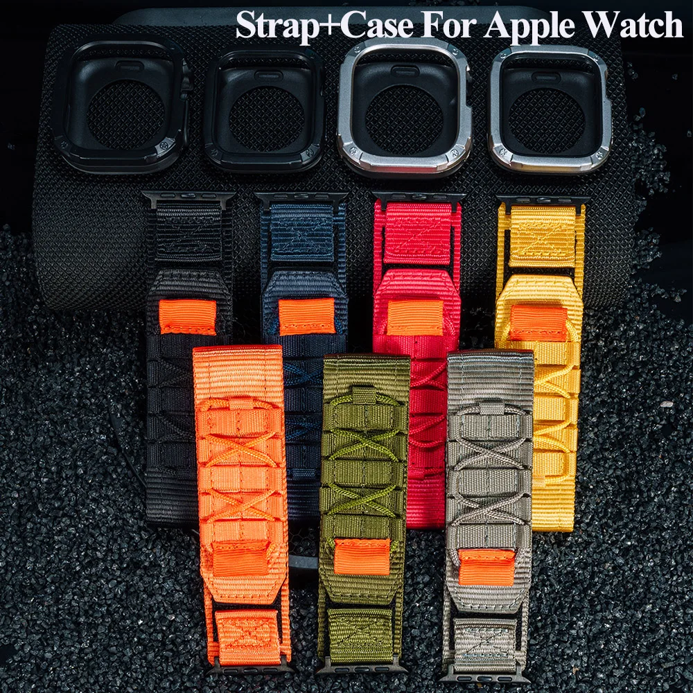Nylon Armband TPU Fall für Apple Watch Ultra 2 Serie 9 8 7 6 se 5 taktisches Sport band für iwatch 49 45 44 40 41mm Armband Image