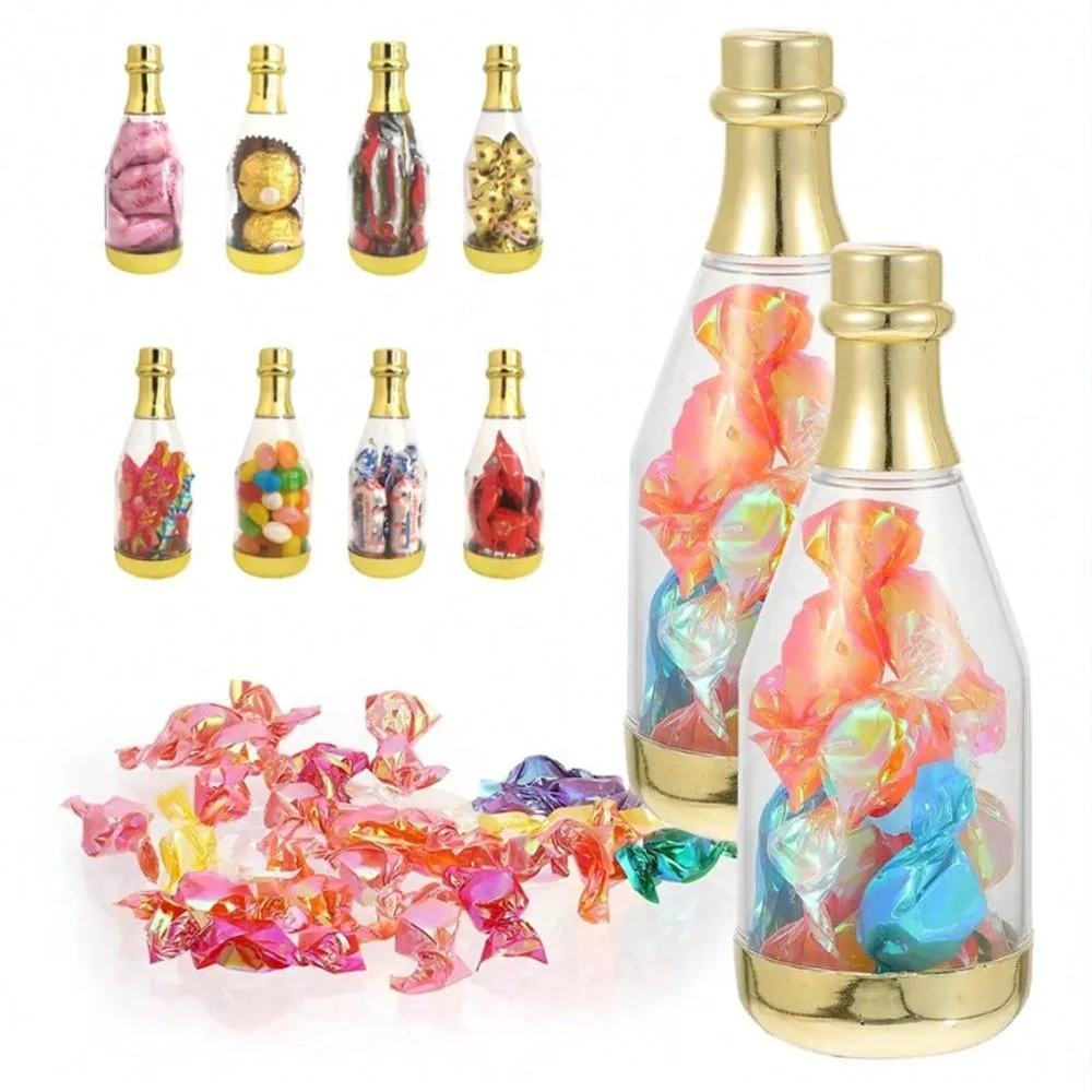 6 Stück durchsichtige Pralinenschachtel aus Kunststoff, Champagnerflasche, Schokoladenschachtel, Babyparty, Hochzeitsbevorzugung, Geschenkverpackung, Party-Dekorationszubehör Image