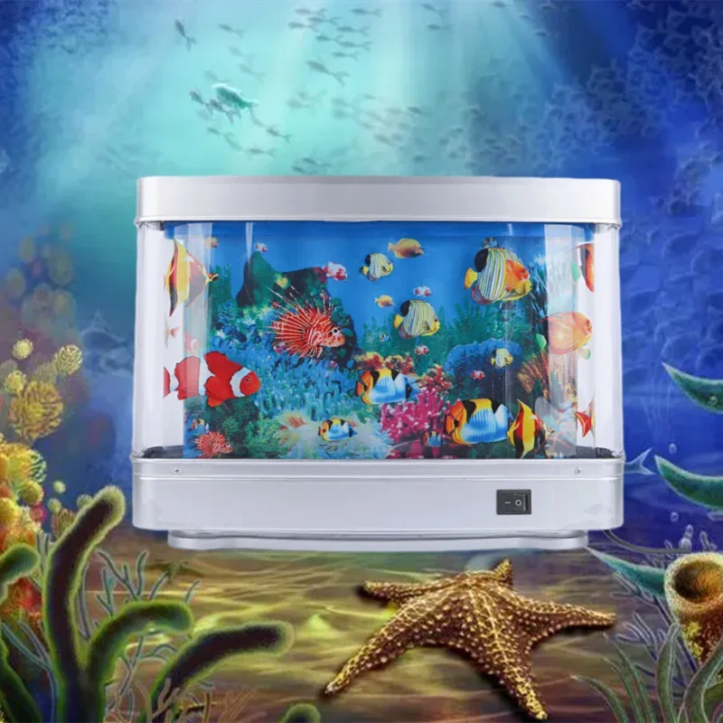 Dynamische virtuelle Ozean-LED-Aquariumlampe, Delphin, künstliche tropische Landschaft, Aquarium, Stimmung, Nachtlicht, niedliche Raumdekoration Image