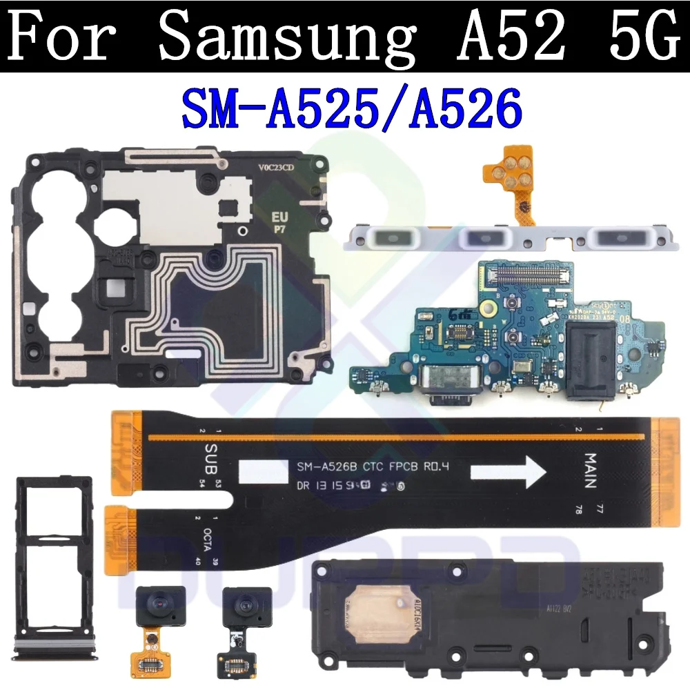 Top Ohrhörer Lautsprecher SIM-Karte Ladeans chluss platine für Samsung A52 5g/4g Finger abdrucks ensor aus am Motherboard Flex kabel Image