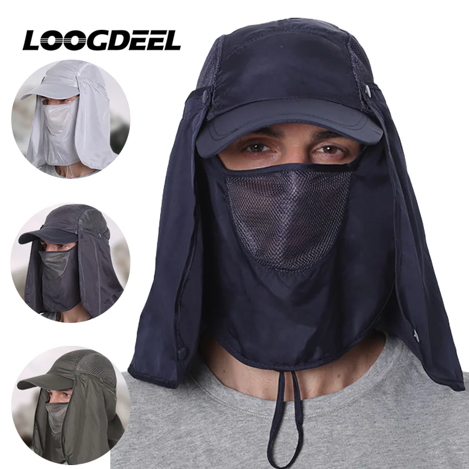 LOOGDEEL Angeln Jagd Camping Wandern Hüte Outdoor Sonnenschutz Atmungsaktive Kappen Voller Kopf Schnell trocknende Fishman Kopfbedeckung Unisex Image