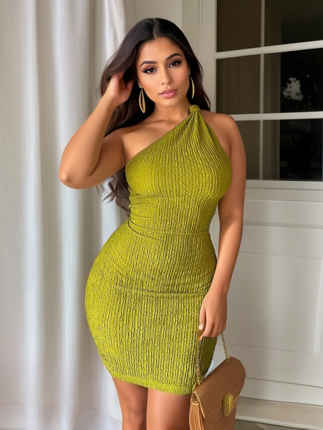 2024 Sommer neuen Stil ärmellosen Neck holder Riemchen Hüfte kurzen Rock sexy Hosenträger ein Schritt Rock Frucht grün