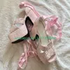 Dame rosa elegante niedliche Design Schnür sandalen offene Zehen rosa y2k Stil Design Plattform Pumps Abdeckung Ferse Kleid Schuhe Größe 35-47
