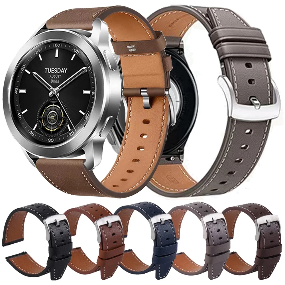 20 mm 22 mm Business-Lederarmbänder für Xiaomi Watch S3 Band Mi Watch 2 Pro/Color 2/S1 Active/S2 42 mm 46 mm Casual-Armbänder Gürtel Image