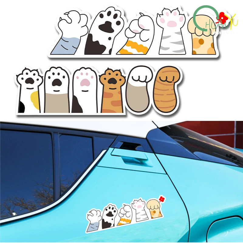 Niedliche bunte Katzen klaue und kleines Herz Aut ofens ter Motorrad Stoßstange Aufkleber Aufkleber reflektierende wasserdichte Aufkleber Image