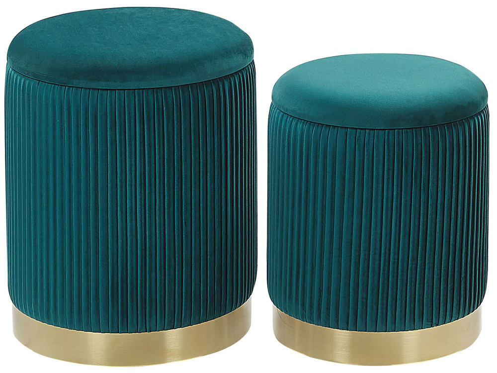 Lot de 2 poufs en tissu bleu 3531x4439cm