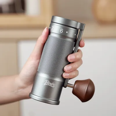 Bincoo Foldable Manual Coffee Grinder with External Adjustable Setting,Stainless Steel Burr Grinder