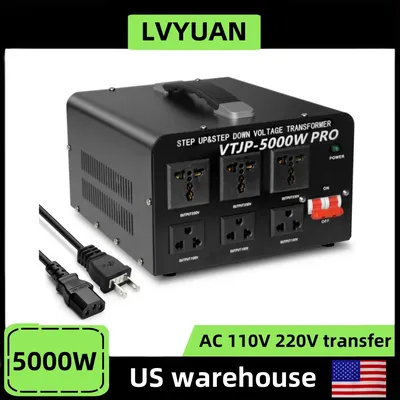 5000W Voltage Transformer 220V to 110V AC Voltage Converter home Power Supply US Socket/Plug