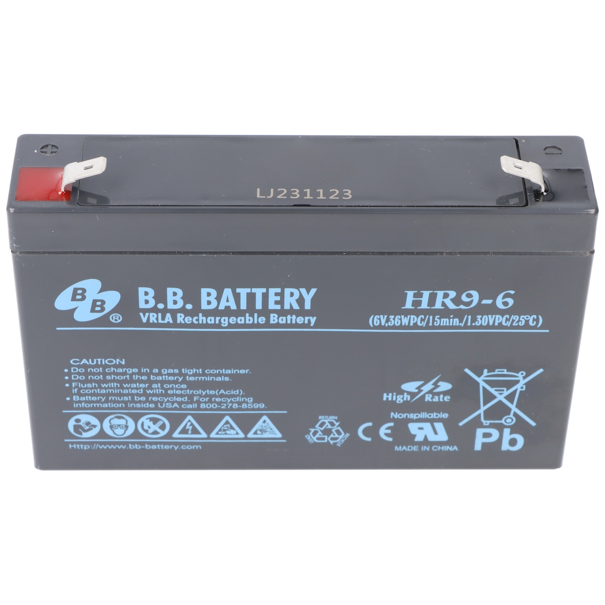 Bleiakku B.B. Battery HR9-6 Akku, 6 Volt 9Ah, Abmessungen 151 x 34 x 94mm, mit Faston 6,3mm Steckkontakte Image