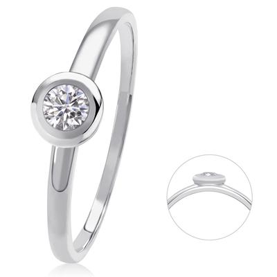 Diamantring ONE ELEMENT "0,10 ct Diamant Brillant Ring aus 585 Weißgold" Gr. 58, silber, Fingerringe, Damen, 58,mit Diamant, Weißgold 585-Diamanten, Weißgold 585, Diamanten, Damen Gold Schmuck Image