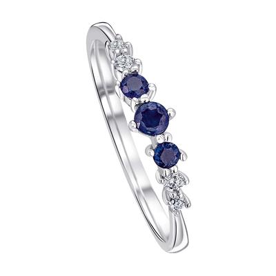 Diamantring ONE ELEMENT "0,06 ct Diamant Brillant Safir Ring aus 585 Weißgold" Gr. 52, silber, Fingerringe, Damen, 52,mit Diamant, Weißgold 585-Diamanten, Weißgold 585, Diamanten, Damen Gold Schmuck Image