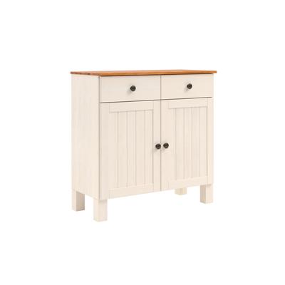 Anrichte HOME AFFAIRE "Alby2", gelb (weiß, honigfarben), B:85cm H:85cm T:38cm, FSC-zertifiziertes Massivholz, Sideboards, Mit 2 Türen, 2 Schubkästen und Metallgriffe, Breite 85 cm Image
