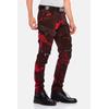 Straight-Jeans CIPO & BAXX "Jeans", Herren, Gr. 38, Länge 32, rot (burgundy), 98% Baumwolle;2% Elasthan, bedruckt, Basic, figurumspielend lang, Jeans, mit Biker- und Punk-Elementen, CD558