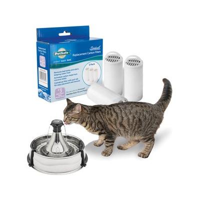 PetSafe Drinkwell 360 Stainless Steel Cat & Dog Water Fountain, 128-oz + 360 Fountain Carbon Replacement Filters, 3 count
