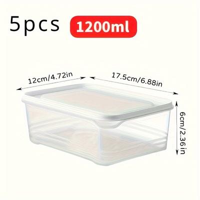 TEMU 5-pack, Refrigerator Storage Box, Food Grade Food Classification Grid, Ice Cream With No , Sealed And Fresh-keeping Box