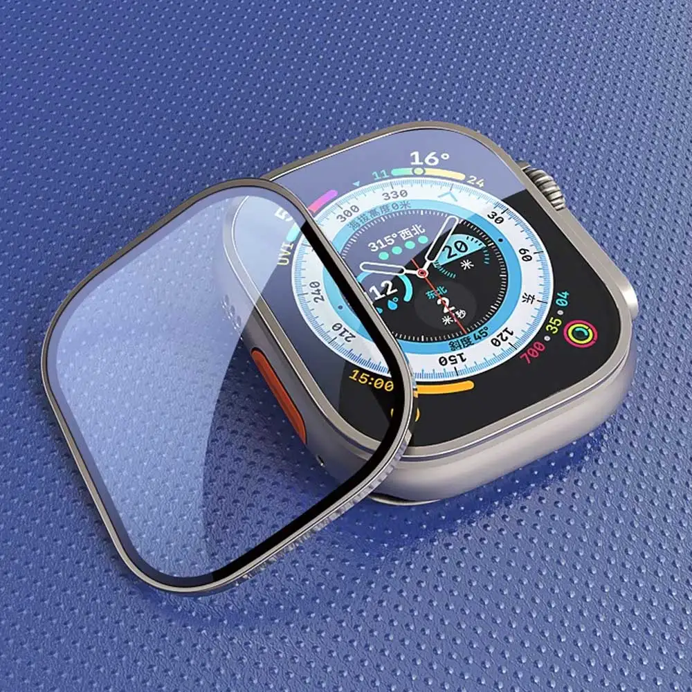 Gehärtetes Glas für Apple Watch Ultra 49 mm, Titan-Metallrahmen, kratzfeste Folie für Displayschutzfolie der Serie Ultra 2, Zubehör Image