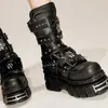 Gothic Mid Calf Stiefel Niet Punk Rock Plattform dunklen Stil Gürtels chnalle Mode elegant bequem sexy Outdoor Frauen Schuhe neu