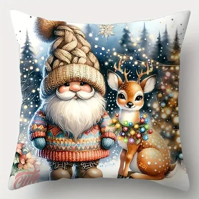 1 Stück Vintage-Kissen mit Weihnachtsbaummuster, einseitig bedruckt, 45,7 x 45,7 cm, geeignet für Image