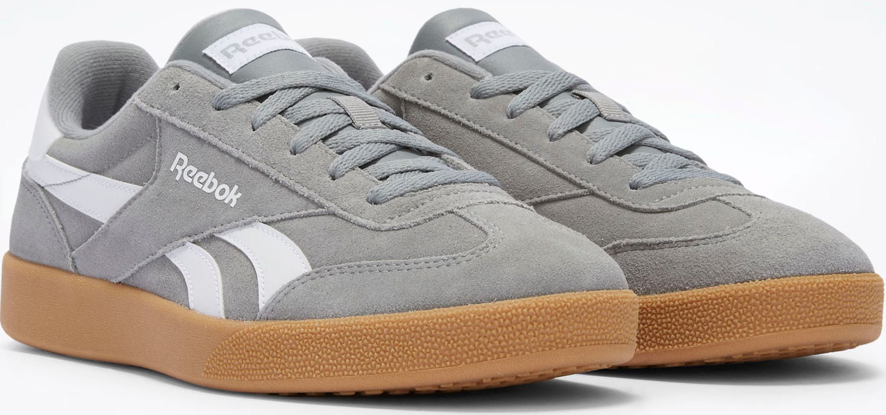 Sneaker REEBOK CLASSIC "REEBOK SMASH EDGE", Damen, Gr. 45,5, grau (grau3, weiß, gum1), Leder, Synthetik, Schuhe Sneaker