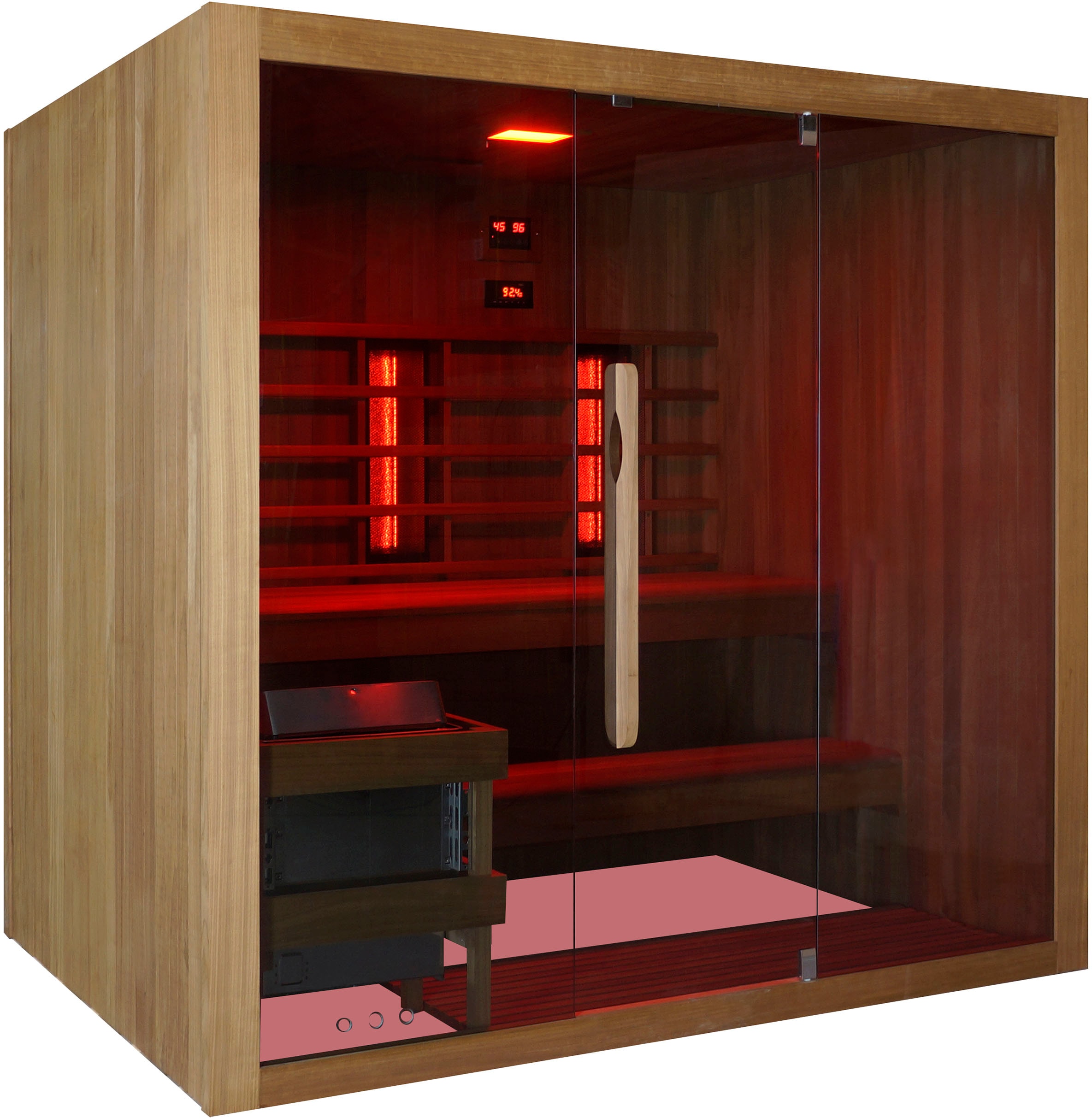 Sauna SANOTECHNIK "»KOTKA« mit Infrarotkabine", braun (holz), Saunaofen, 6 kW, Saunen, geeignet für 5 Personen, Espenholz Image