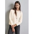 Langarmshirt STREET ONE, Damen, Gr. 46, weiß (lucid weiß), Stoff, 46% Polyester, 46% Modal, 8% Elasthan, unifarben, casual, gerade normal, U-Boot-Ausschnitt, Langarm Bündchen, Shirts, mit U-Boot-Ausschnitt