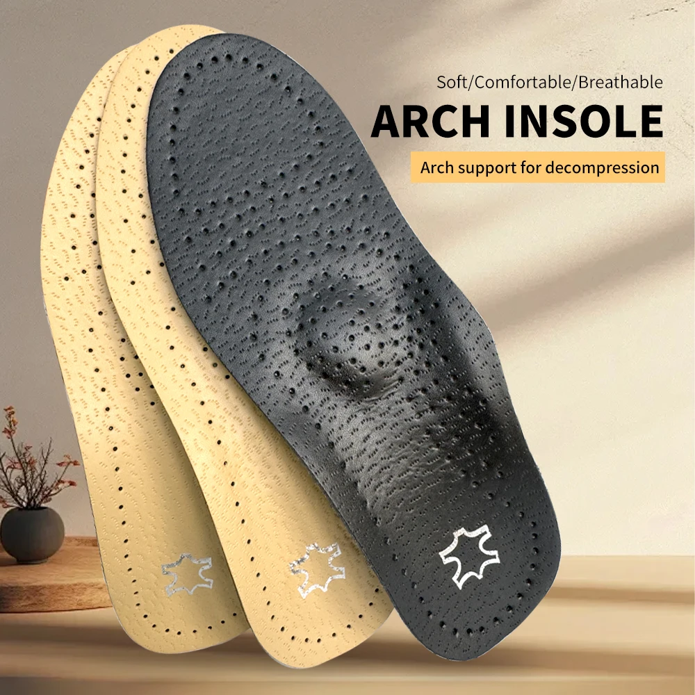 Leder Orthesen Einlegesohle Für Plattfüße Arch Support Orthopädische Schuhe Sohle Einlegesohlen Für Füße Für Männer Frauen Deodorisierung Schuh Sohle Image
