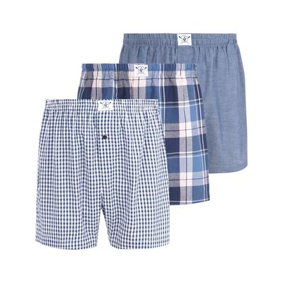 Boxershorts JAN VANDERSTORM "3er Pack Boxershorts RIKU", Herren, Gr. XXXL, blau (blau gemustert), Obermaterial: 100% Bau