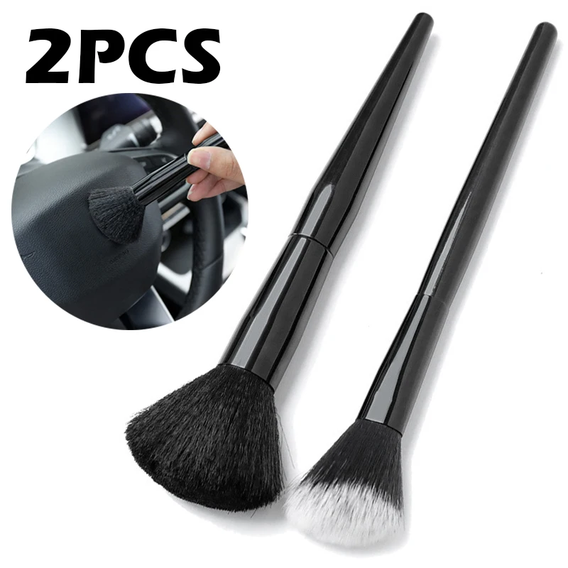 2 Stück Auto-Reinigungs werkzeuge Auto ultra-weiche Detail lierungs bürste Auto-Innen detail bürste mit synthetischen Borsten Auto-Dash-Staub tuch bürste Image