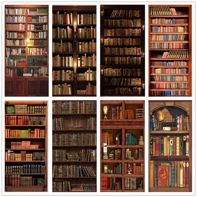 3D Tür Tapete PVC Bibliothek Bücherregal Wand Aufkleber Selbst Stick DIY Poster Für Schlafzimmer Studie Dekoration Wandbild Home Design Decor Image