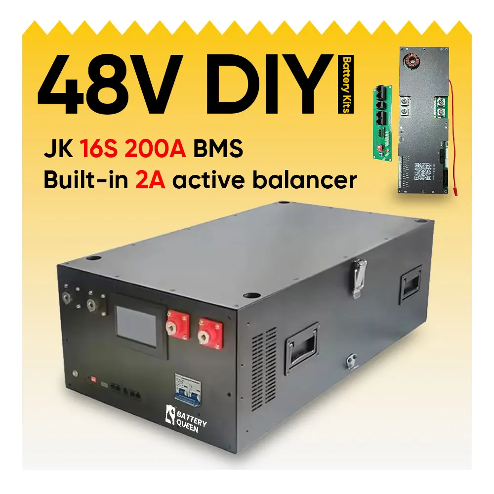 DIY 48V LiFePO4 Batterie Box Fall mit JK 16S 200A Smart BMS 51,2V DIY Kits 280ah BT LCD 2A Active Balancer Neu Image