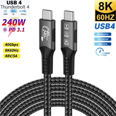 240 W USB-C-Schnellladekabel 48 V 5 A USB 4 40 Gbit/s Thundebolt4 Voll ausgestattetes Typ-C-Schnellladekabel für iPhone 15 Huawei