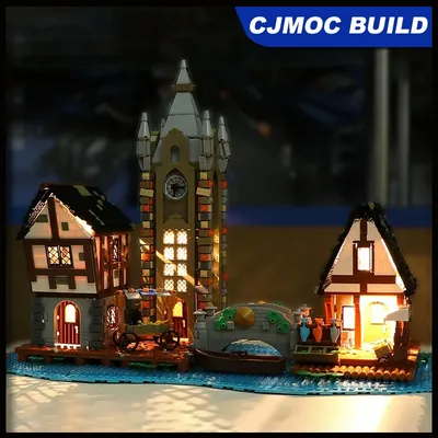 Jiestar 3335 mittelalter liches Markt modell Stück DIY Spielzeug Bausteine modulare Street View Image