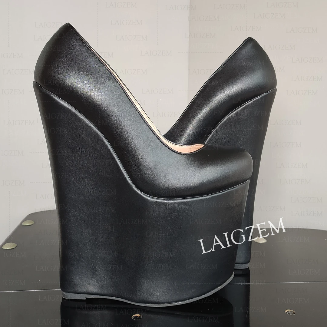 Dohbaner Frauen Pumps runde Zehen Plattform Keile Sandalen 20cm hand gefertigte Höhe erhöhen Damenschuhe Frau große Größe 39 43 45 47 48